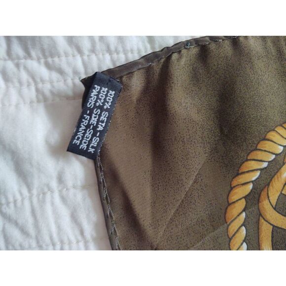 VTG Hermes Paris Olive Green Tiger Print 100% Seta-Silk Scarf 34" Head Cover - Picture 4 of 9